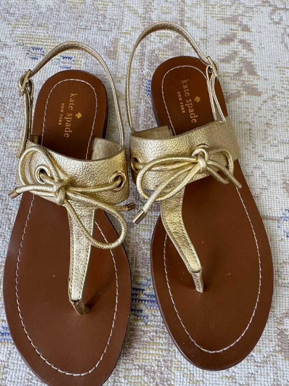 Kate Spade Metallic Gold Sandals Size 10 - Picture 2 of 6